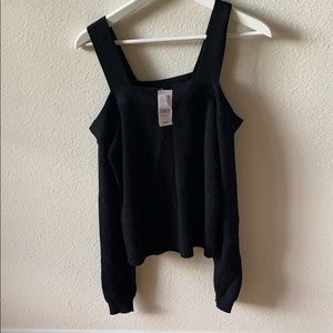 Black cold shoulder sweater